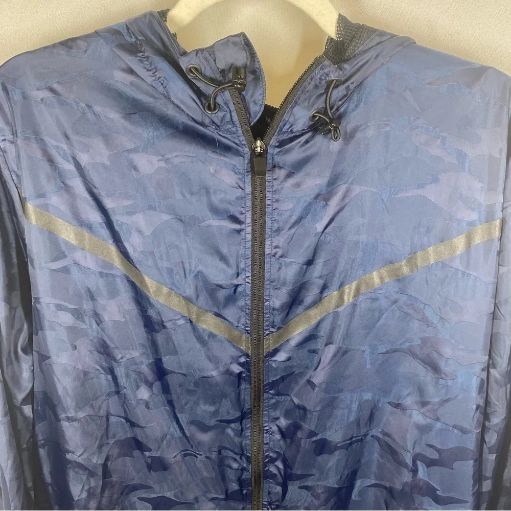 Ideology | Men's Windbreaker Jacket Lightweight Navy Blue Black Camo Size Medium